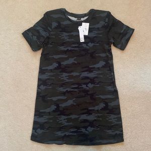 Camo Green Shift Dress with shoulder pads